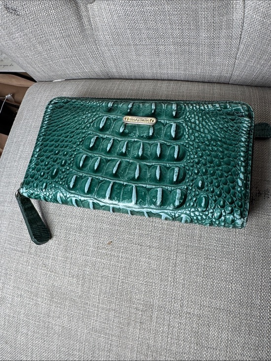 Brahmin Handbags - Brahmin Emerald Green Croc-Embossed Zip Wallet